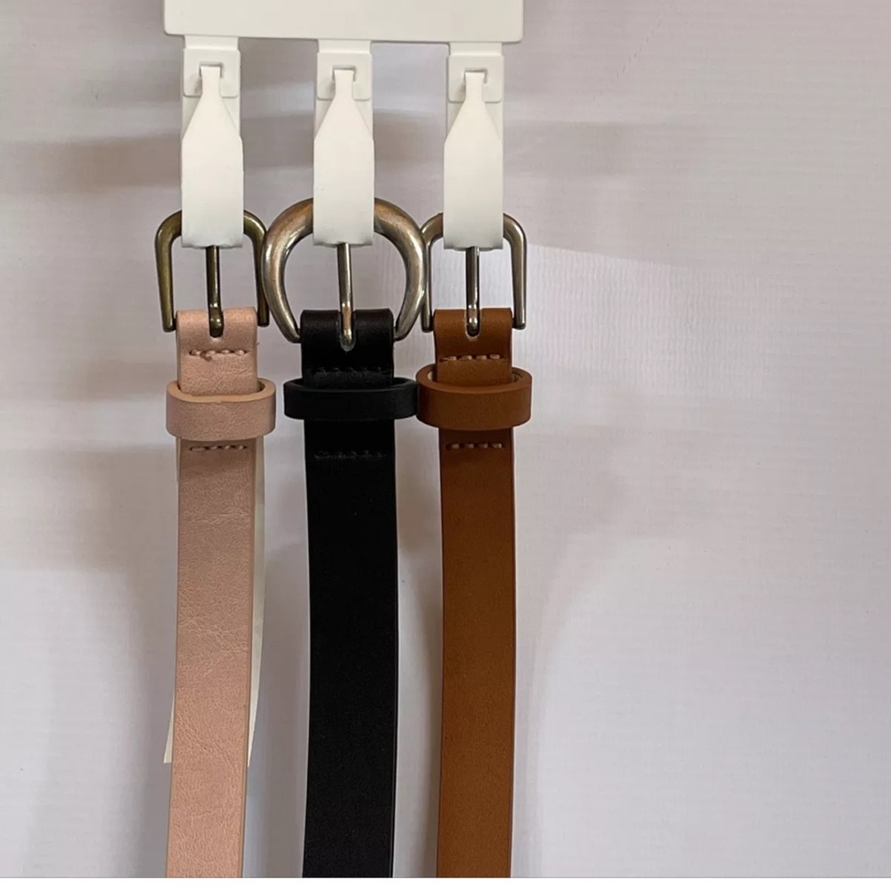 Women Time and Tru 3Pack  Dress Casual leather like Belts S/M, 3/4” Skinny Belt